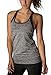 icyzone Women Workout Yoga Spaghetti Strap Racerback Tank Top with Built in Bra (L, Grey Melange)