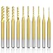 Carbide End Mill Engraving Bits with Titanium Coat, Sibaok 10 PCS CNC Rotary Burrs Set Tool for PCB Model Plastic Fiber Carbon Fiber Hardwood, 1/8'' Shank, 0.8-3 mm