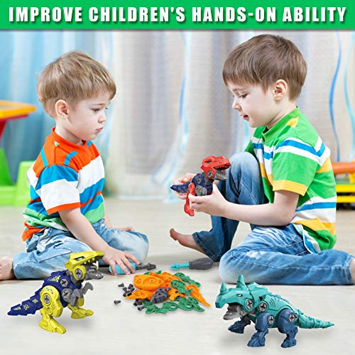 Rtudan Take Apart Dinosaur Toys for Kids-4 Pack Easter Large Dino Eggs Construction Engineering Play Kit Toys for 3 4 5 6 7 Year Old Boys