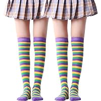 JASMINO Over Knee Long Sock Striped Mardi Gras Socks St. Patrick