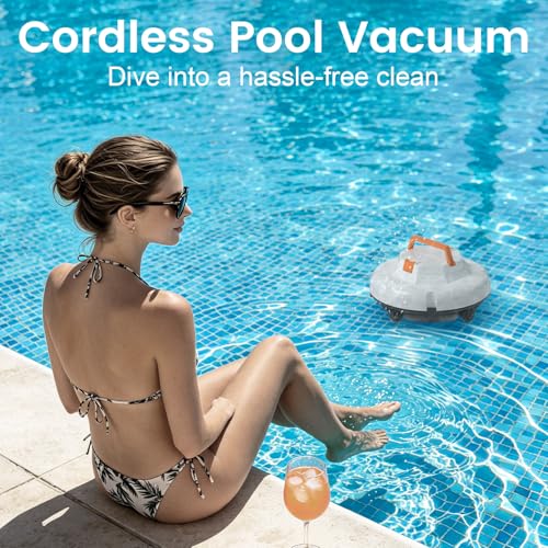 2026 Robotic Pool Cleaner Robot 130 Mins Runtime, 5200mAH Battery, Dual Motors, Auto-Parking, Cordless Pool Vacuum Robot for Above Ground Pool & In-Ground Flat Pools Up to 1100 Sq.Ft