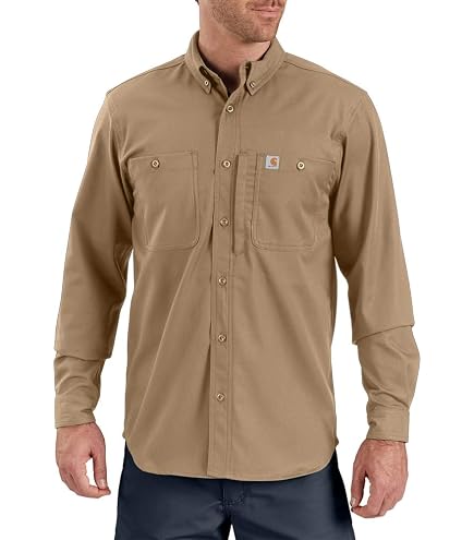 はい Amazon.com: Carhartt Men's Windham Relaxed LS Shirt, Dark Khaki