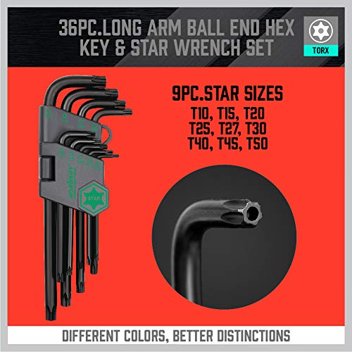 HORUSDY Allen Wrench Set, Hex Key Set Long Arm Ball End Hex Wrench Set