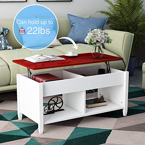 Mecor Lift Top Coffee Table with Hidden Compartment and Storage Shelf