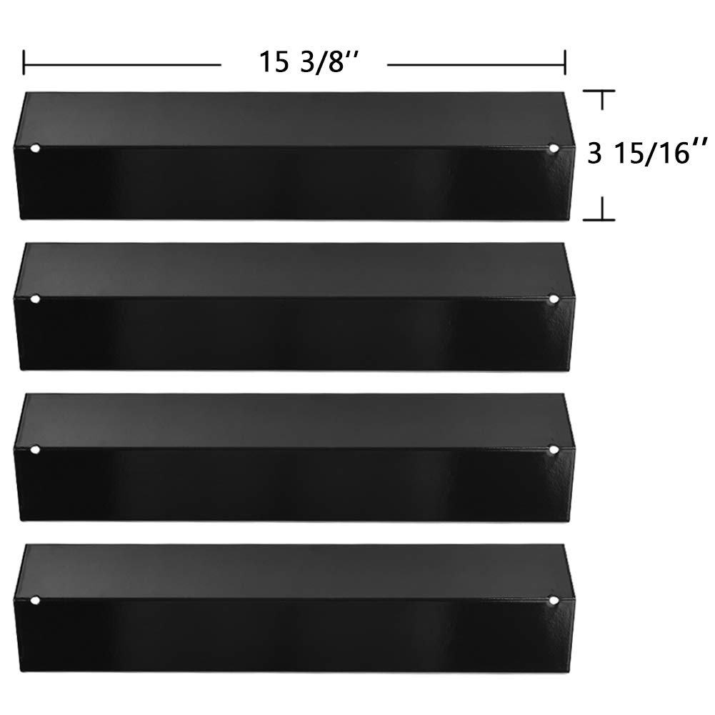 SHINESTAR Grill Heat Plate for Brinkmann Grill Replacement Parts, Heat Tent Shield Deflector for Uniflame, Aussie and Others, 4-Pack 15 3/8 inch Porcelain Steel BBQ Flame Tamer Burner Cover(SS-HP005)