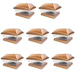 iGlow 8 Pack Copper 6 x 6 Solar Post Light SMD LED Deck Cap Square Fence Outdoor Garden Landscape PVC Vinyl Wood Bronze