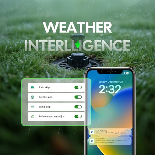 Inkbird IIC-401 4-Zone WiFi Irrigation Control Unit, Automatic WiFi Irrigation Programmer for Garden, 16 Programs, Integrated Non-Volatile Memory, Support Manual Mode and Rain Sensor