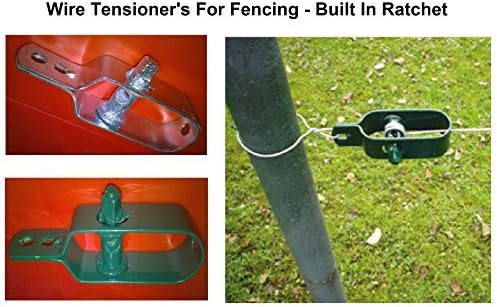 Wire Fence Tensioner - (4 Pack - Natural) Ratchet Type - Galvanised Green or Natural