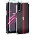 Aozuoton Revvl V+ 5G T-Mobile Case with Screen Protector, Shockproof Clear Silicone TPU Cover (Clear)