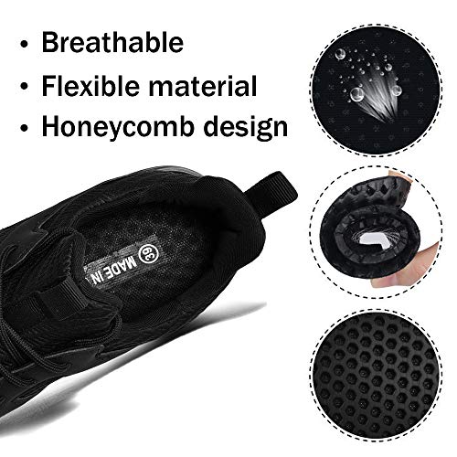 DierCosy Gym Shoes for Men Tennis Shoes Lightweight Non Slip Sneakers Mens Slip-On Shoes Athletic Running Walking Shoes Black 9.5