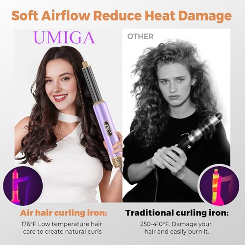 UMIGA All-in-One Hot Air Styler, Hair Air Styler 5 in 1 Set, Airbrush Multi-Styler - Blow Dryer Brush Set with Curler, Straighten, Wavy, Smooth, Magic Styler for Travel and Home Hair Styling