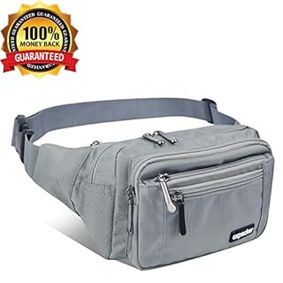 Best Fanny Pack 2019 - Oxpecker Waist Pack Bag with Rain Cover, Waterproof Fanny Pack for Men&Women, Workout Traveling Casual Running Hiking Cycling, Hip Bum Bag with Adjustable Strap for Outdoors. (Grey)