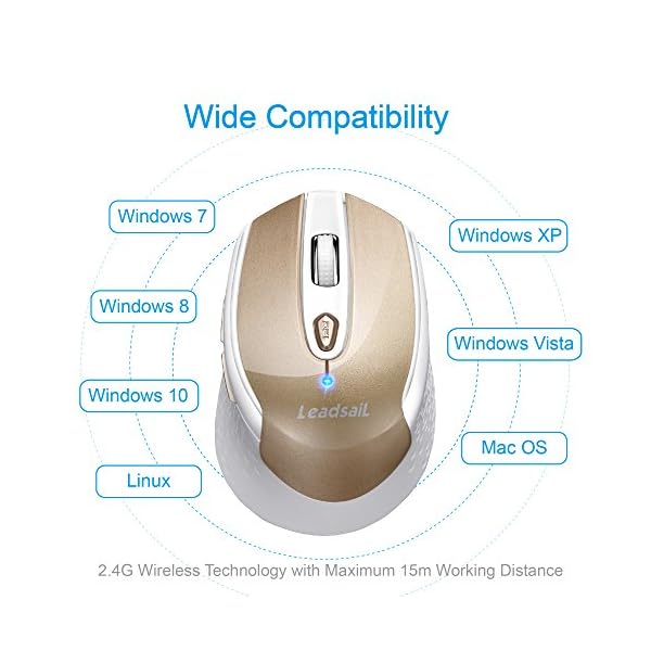 Wireless Mouse for Laptop Silent Cordless USB Mouse Wireless Optical Computer Mouse, 6 Buttons, AA Battery Used,1600DPI…