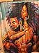 Sea&Cloud The Art Design Unique Fabric Shower Curtain,Dark-skinned,Black Woman with Purple Hair And Black man Are Immersed in Art,Waterproof and Mildew Resisant,72