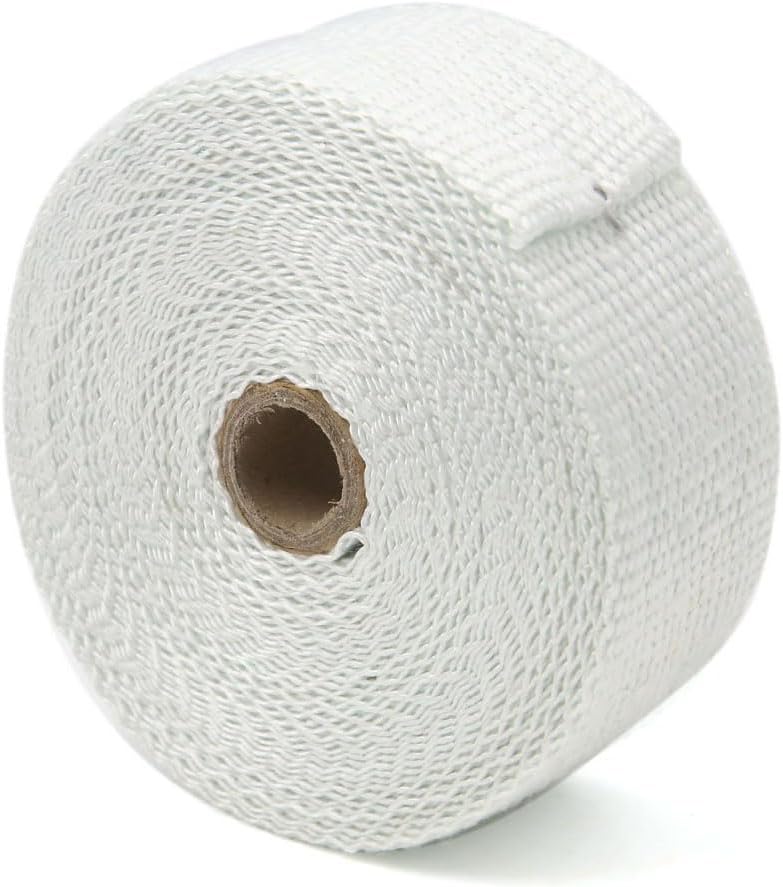 MACHSWON 10m White Woven Cloth Car Motorcycle Exhaust Pipe Heat Insulation Wrap Tape Heat Sound Insulation Cotton fireproof Cloth
