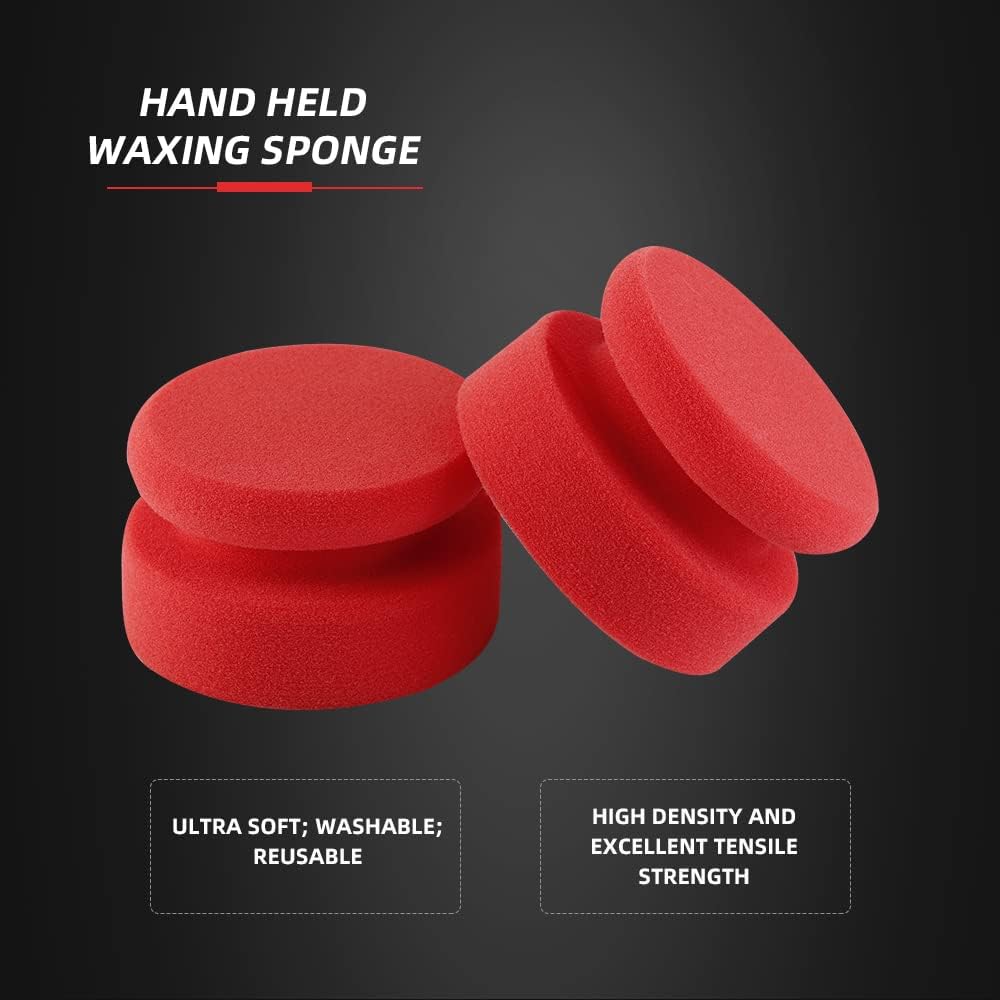 Auto Profi Handpolierschwamm, SPTA 6Pcs Auto Schaum Applicator Pads, 6Pcs runde Form Seite drücken Hand Polierschwamm Pads Kit zum Wachsen Polieren Farbe Keramik Glas Reinigung 2