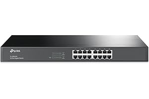 TP-Link 16 Port Gigabit Ethernet Switch | Plug and Play | Sturdy Metal w/Shielded Ports | Rackmount | Fanless | Limited Lifet