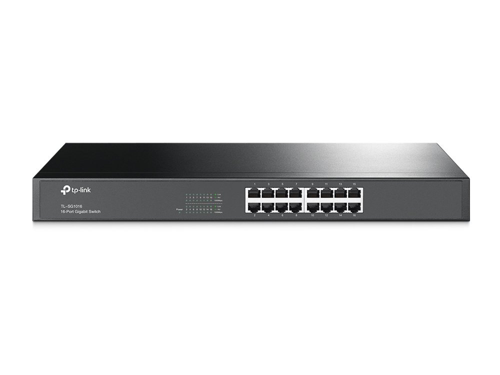 TP-Link V12 16-Port Unmanaged Gigabit Ethernet Switch, Steel Case, 19-inch Rack-Mount(TL-SG1016)