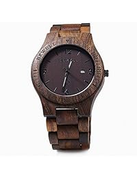 Bewell W086B - Reloj de pulsera analógico de madera para hombre (mecanismo de cuarzo, hecho a mano)