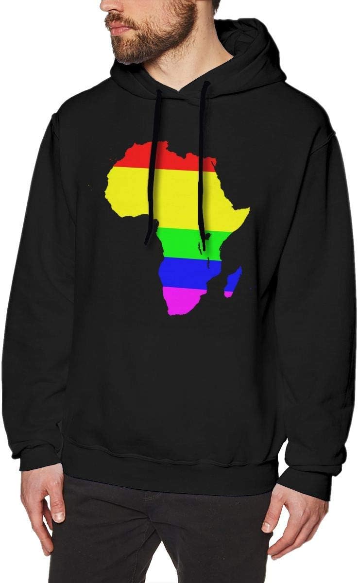 HTETRERW Colorful African Map Men's Pullover Cotton Classic Lightweight Hooded Sweatshirt