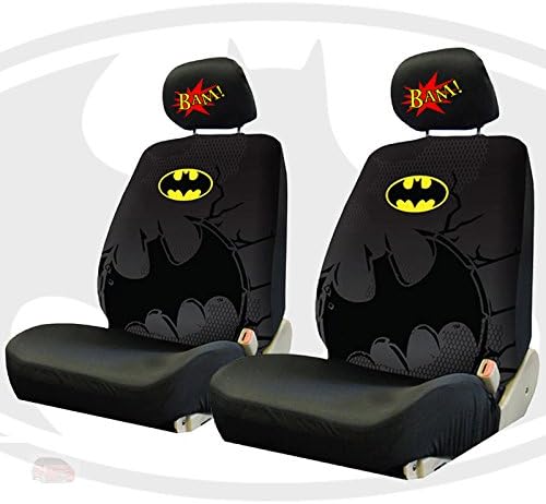 Yupbizauto New Batman Car Truck Seat Covers Bundle with with Classic Comic Logo headrest Covers (BAM!)