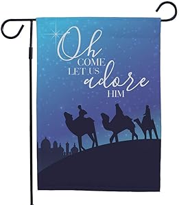 GiftsForYouNow Oh Come Let Us Adore Him 12x18 Garden Flag, 100% Polyester Doubled Sided, 3 Wise Men, Religious Christmas Decor