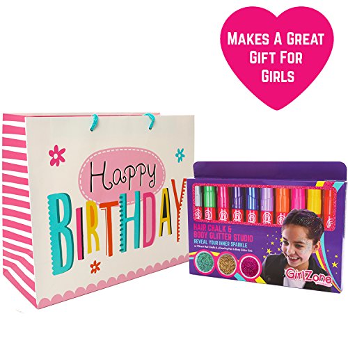 GirlZone: Hair Chalk & Body Glitter Gels Makeup Set for Girls: 10 Hair Chalks & 3 Hair, Body & Face Glitter Gels Great Birthday Present Gifts for Girls Aged 4 5 6 7 8 9 10 Years Old - Thumbnail 4