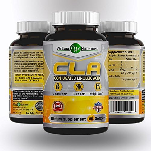 WeCare Nutritions - CLA, 60 Softgels - Premium Quality - Highest Grade Safflower Oil - Natural Fat Burner - Lose Belly Fat Fast