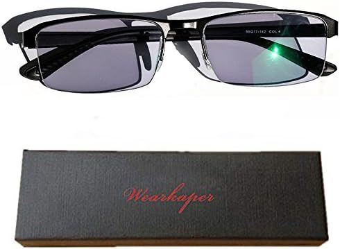 WEARKAPER Transition Sunglasses Photochromic Myopia Eyeglasses Finished Myopia Glasses Men Women (-2.50, Black)
