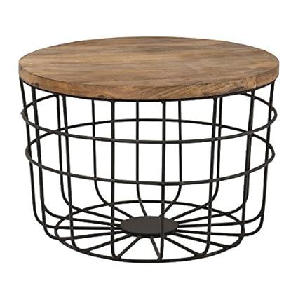 Priti Wooden Round Coffee/Tea Central Table for Living Room, 61x61x42cm (Black)