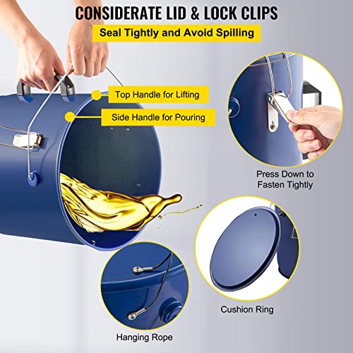 VEVOR Fryer Grease Bucket 6 Gal Oil Disposal Caddy Steel Fryer Oil