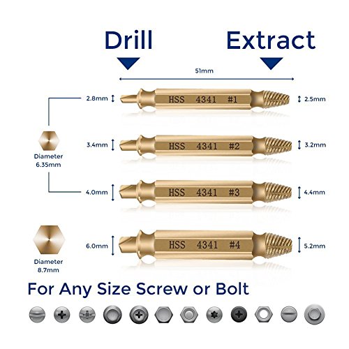 Nrpfell 6 pcs Screw Remover, Damaged Screwdriver Set, Broken Bolt Screw Remover, Screw Deburrer
