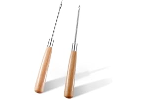Zxiixz 2 PCS Awl, Leather Sewing Awl with Wood Handle, Hollow, Speedy Stitcher Sewing Awl for DIY Leather Sewing & Stitching