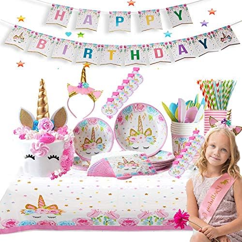 Shelling Home Ultimate Unicorn Plates and Supplies for Birthday Party | Best Value 163 Decorations Item Set That Give to Make a Long Lasting Magical Memorable Parties for Your Little Princess