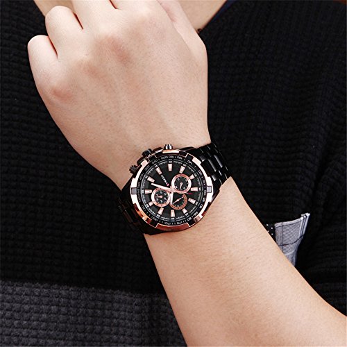 Curren - Reloj de pulsera analógico de cuarzo para hombre, correa de acero inoxidable impermeable - Imagen 3