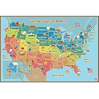 Wall Pops WPE0623 Kids USA Dry Erase Map Decal Wall Decals