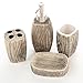MyGift 4 Piece Brown Ceramic Bathroom Accessories Set w/Soap Dispenser, Tumbler, Toothbrush Holder & Soap Dish