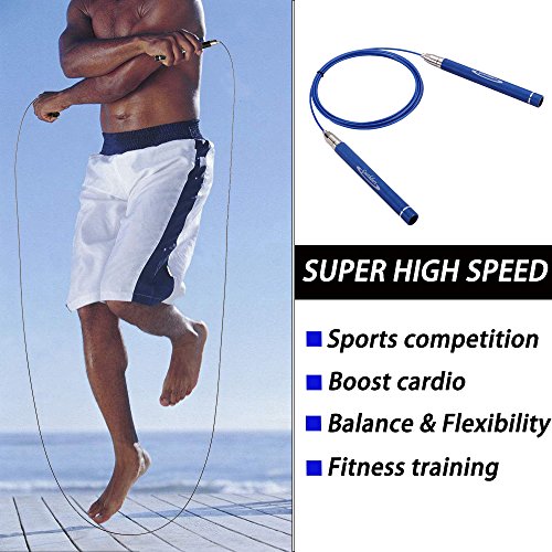 Goothdurs Speed Jump Rope Tangle-Free with Ball Bearing - Adjustable & Self-Locking Aluminum Skipping Ropes with Carrying Pouch Ideal for Crossfit Training, Boxing, and MMA Workouts