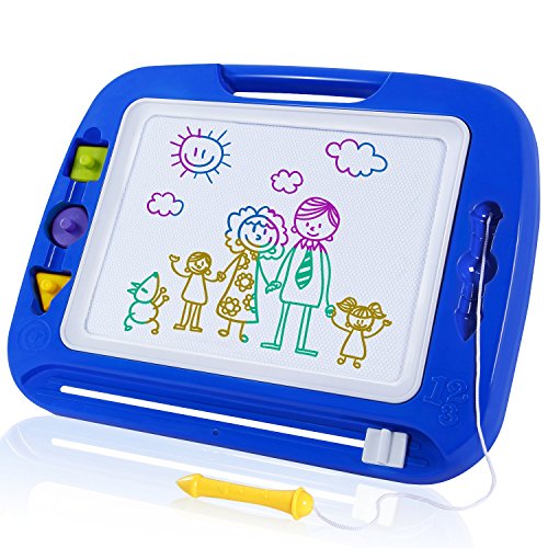 SGILE Magnetic Drawing Board, 13X16 Non-Toxic Big Magnetic Erasable Magna Doodle Toy, Assorted Colors Writing Painting Sketching Pad for Toddler Boy Girl Kids Skill Development, Blue( Extra Large)