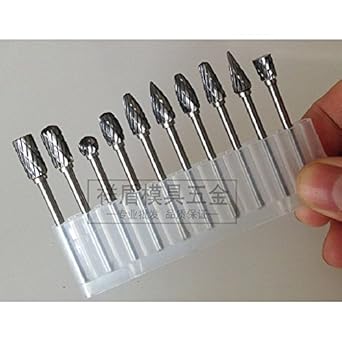 Generic Double-groove 10pcs Carbide Tungsten Steel Grinding Head Wood Carving Rotating File Drill Engraving Cutter CNC Router Bit