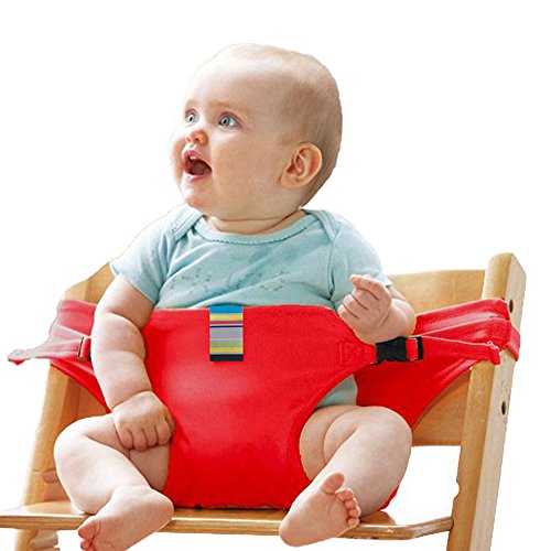 Portable Baby Feeding Chair Belt - Toddler Safety Harness - Baby Safe Seating Wrap - Shopping Cart Safety Strap - Outdoor Portable Travel High Chair Booster Baby Seat Soft Belt #81086 (Red)