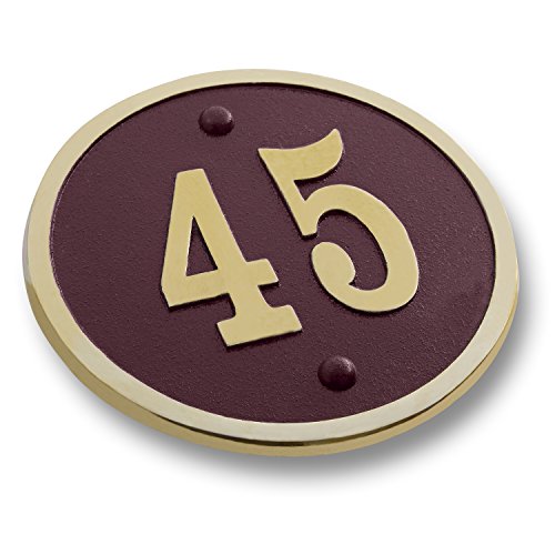 House Number Address Plaque Modern Round Style. Cast Metal Personalised Yard Or Mailbox Sign With Oodles Of Color, Number And Letter Options. Handmade In England By The Metal Foundry Just For You