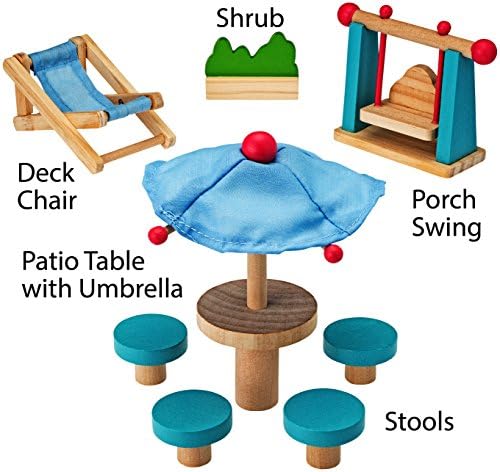 Wooden Patio Doll House Furniture By Dragon Drew (8 Pieces)