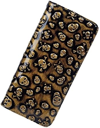 Lady's Gold Classical Leather Skull Designer Clutch Purses Wristlet Wallets