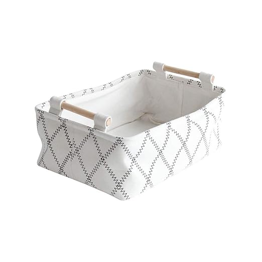 Laundry 1pc Small Canvas Fabric Foldable Organizer Storage Basket With Handle Desktop Storage Basket Decorative Storage Containers For Office Toys A Bedroom Closet Home Kitchen Chairs Seats