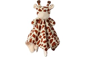 CREVENT Soft Plush Animal Face Security Blankets for Boys and Girls, Great Gifts for Birthday Baby Shower(Brown Giraffe)