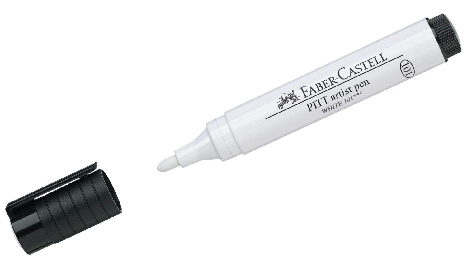 Faber-Castell Pitt Artist Pen, 2.5 mm, Bullet Tip, White (Pack of 4)
