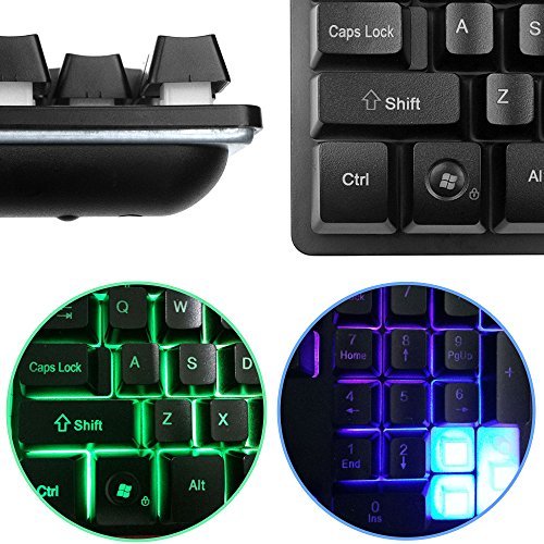Gaming Keyboard, Topoint Colorful LED Illuminated Backlit USB Wired Computer Gaming Keyboard for PC