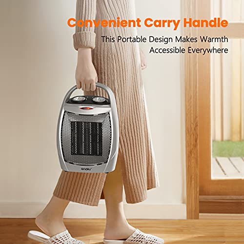 andily Compact Portable Ceramic Space Heater with Adjustable Comfort