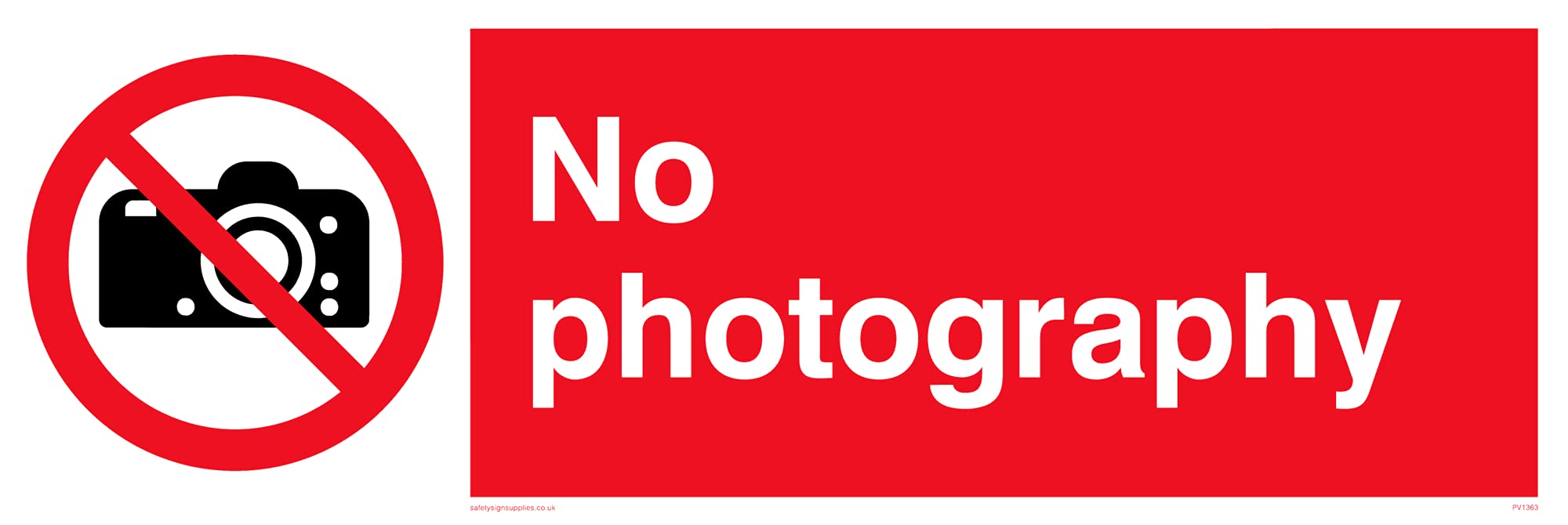 No Photography Sign - 300x100mm - L31